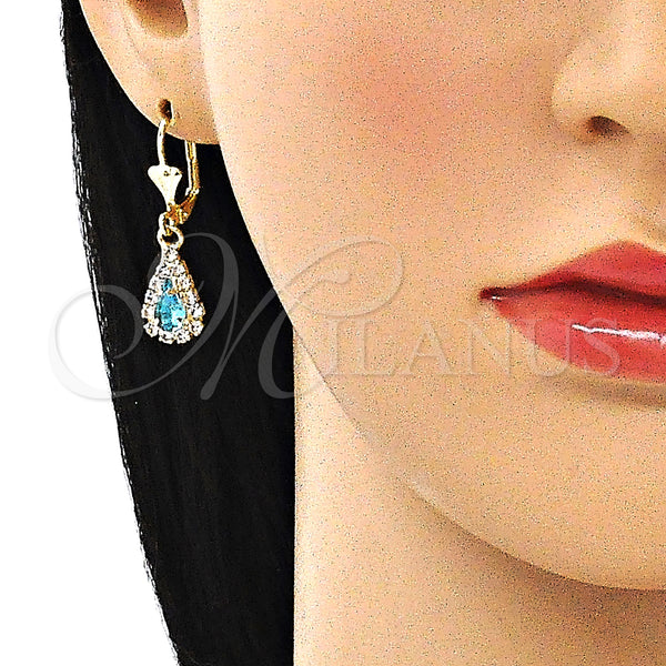 Gold Filled Ring — Dangle Earring Teardrop Design with Blue Topaz and — alternate product view — SKU 145365 | Oro Laminado anillo — Dangle Earring Teardrop diseño with Blue Topaz and — SKU 145365