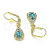 Oro Laminado Dangle Earring, Gold Filled Style Teardrop Design, with Blue Topaz and White Crystal, Polished, Golden Finish, 02.122.0116.8