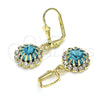 Oro Laminado Dangle Earring, Gold Filled Style with Blue Topaz and White Crystal, Polished, Golden Finish, 02.122.0113.8