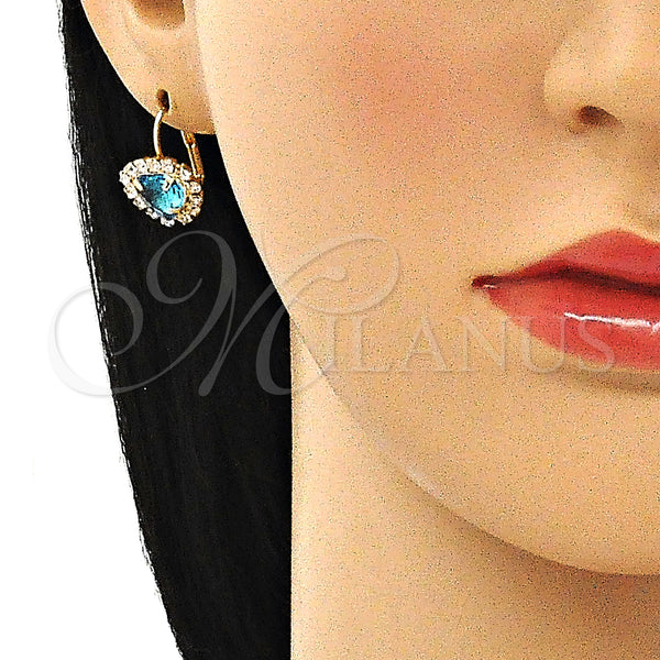 Gold Filled Ring — Leverback Earring Heart Design with Blue Topaz and — alternate product view — SKU 145367 | Oro Laminado anillo — Leverback Earring corazón diseño with Blue Topaz and — SKU 145367