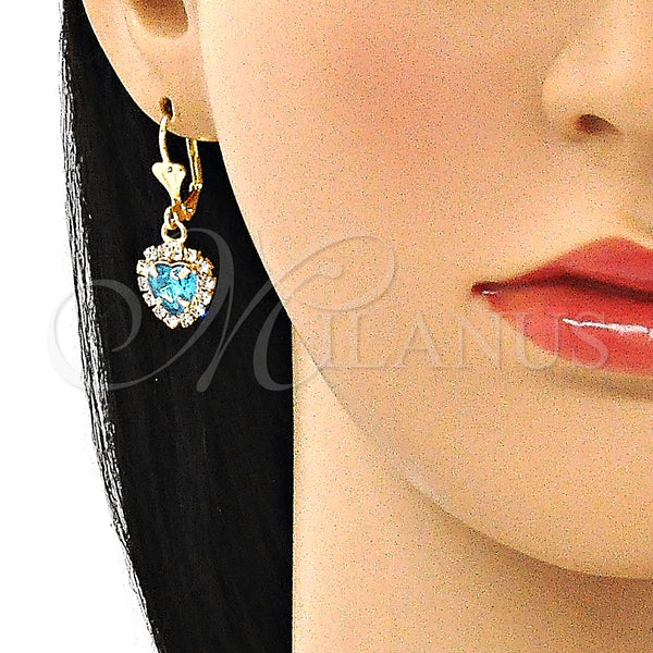 Gold Filled Ring — Dangle Earring Heart Design with Blue Topaz and — alternate product view — SKU 145368 | Oro Laminado anillo — Dangle Earring corazón diseño with Blue Topaz and — SKU 145368