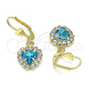 Oro Laminado Dangle Earring, Gold Filled Style Heart Design, with Blue Topaz and White Crystal, Polished, Golden Finish, 02.122.0114.8