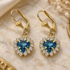Oro Laminado Dangle Earring, Gold Filled Style Heart Design, with Blue Topaz and White Crystal, Polished, Golden Finish, 02.122.0114.8