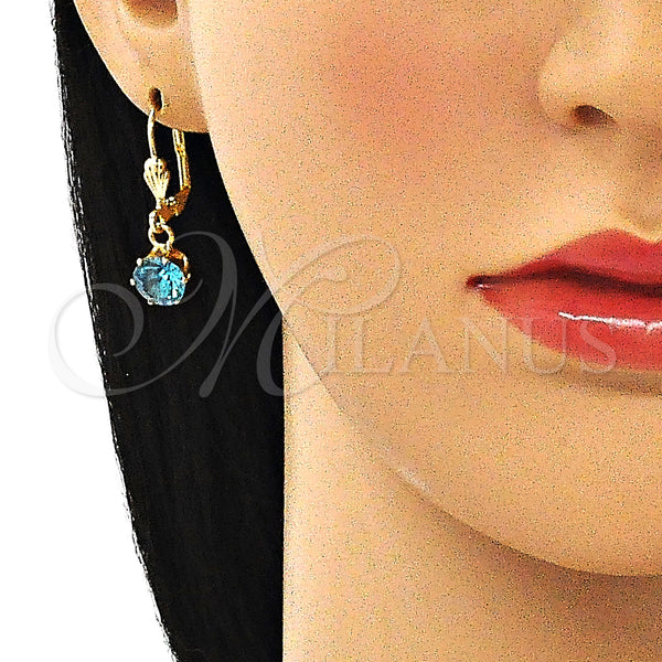 Gold Filled Ring — Dangle Earring with Blue Topaz and White Crystal — alternate product view — SKU 145369 | Oro Laminado anillo — Dangle Earring with Blue Topaz and cristal blanco — SKU 145369