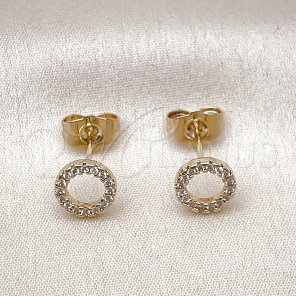 Gold Filled Ring — Stud Earring with White Micro Pave Polished 02. — alternate product view — SKU 145372 | Oro Laminado anillo — Stud Earring with blanco Micro Pave pulido 02. — SKU 145372