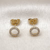 Oro Laminado Stud Earring, Gold Filled Style with White Micro Pave, Polished, Golden Finish, 02.156.0595