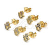 Oro Laminado Stud Earring, Gold Filled Style Judaica and Hand of God Design, with White Micro Pave, Polished, Golden Finish, 02.156.0604