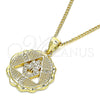 Oro Laminado Pendant Necklace, Gold Filled Style Hand of God Design, with White Micro Pave, Polished, Golden Finish, 04.341.0065.1.20 (02 MM Thickness, 20 Inches Length)