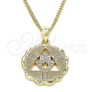 Gold Filled Necklace — Pendant Necklace Hand of God and Judaica Design — main product view — SKU 145394 | Oro Laminado collar — Pendant Necklace Hand of God and Judaica diseño — SKU 145394