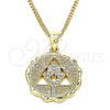 Oro Laminado Pendant Necklace, Gold Filled Style Hand of God Design, with White Micro Pave, Polished, Golden Finish, 04.341.0065.1.20 (02 MM Thickness, 20 Inches Length)