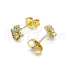 Oro Laminado Stud Earring, Gold Filled Style Hand of God Design, with Multicolor Micro Pave, Polished, Golden Finish, 02.156.0604.1