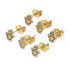 Oro Laminado Stud Earring, Gold Filled Style Hand of God Design, with Sapphire Blue and White Micro Pave, Polished, Golden Finish, 02.156.0604.2