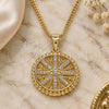 Oro Laminado Pendant Necklace, Gold Filled Style Evil Eye Design, with White Micro Pave, Polished, Golden Finish, 04.341.0064.1.20 (02 MM Thickness, 20 Inches Length)