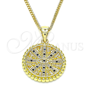 Gold Filled Necklace — Pendant Necklace Evil Eye Design with Sapphire Blue — main product view — SKU 145405 | Oro Laminado collar — Pendant Necklace Evil Eye diseño with Sapphire Blue — SKU 145405