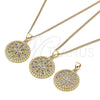 Oro Laminado Pendant Necklace, Gold Filled Style Evil Eye Design, with Sapphire Blue and White Micro Pave, Polished, Golden Finish, 04.341.0064.2.20 (02 MM Thickness, 20 Inches Length)