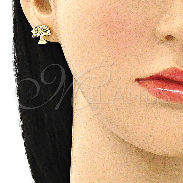 Gold Filled Ring — Stud Earring Tree Design with Multicolor Micro Pave — alternate product view — SKU 145412 | Oro Laminado anillo — Stud Earring Tree diseño with Multicolor Micro Pave — SKU 145412