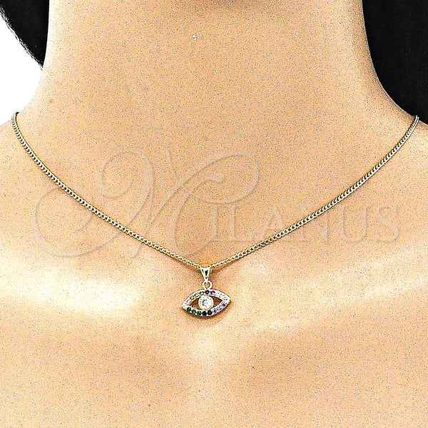 Gold Filled Ring — Earring and Pendant Adult Set Evil Eye Design — alternate product view — SKU 145416 | Oro Laminado anillo — Earring and Pendant Adult Set Evil Eye diseño — SKU 145416