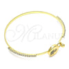 Oro Laminado Individual Bangle, Gold Filled Style Hand of God Design, with Sapphire Blue and White Micro Pave, Polished, Golden Finish, 07.193.0030.04 (02 MM Thickness, Size 4 (2.25 Diameter))