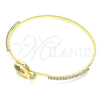 Oro Laminado Individual Bangle, Gold Filled Style Hand of God Design, with Sapphire Blue and White Micro Pave, Polished, Golden Finish, 07.193.0030.04 (02 MM Thickness, Size 4 (2.25 Diameter))