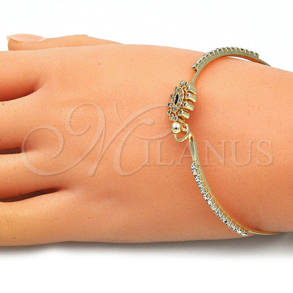 Gold Filled Jewelry — Individual Bangle Evil Eye Design with White Micro — alternate product view — SKU 145422 | Oro Laminado joyería — Individual Bangle Evil Eye diseño with blanco Micro — SKU 145422