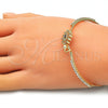 Oro Laminado Individual Bangle, Gold Filled Style Evil Eye Design, with White Micro Pave and White Crystal, Polished, Golden Finish, 07.193.0031.04 (02 MM Thickness, Size 4 (2.25 Diameter))