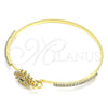 Oro Laminado Individual Bangle, Gold Filled Style Evil Eye Design, with White Micro Pave and White Crystal, Polished, Golden Finish, 07.193.0031.04 (02 MM Thickness, Size 4 (2.25 Diameter))