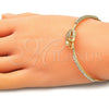 Oro Laminado Individual Bangle, Gold Filled Style Turtle Design, with White Micro Pave and White Crystal, Polished, Golden Finish, 07.193.0032.04 (02 MM Thickness, Size 4 (2.25 Diameter))