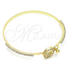 Oro Laminado Individual Bangle, Gold Filled Style Turtle Design, with White Micro Pave and White Crystal, Polished, Golden Finish, 07.193.0032.04 (02 MM Thickness, Size 4 (2.25 Diameter))