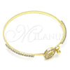 Oro Laminado Individual Bangle, Gold Filled Style Turtle Design, with White Micro Pave and White Crystal, Polished, Golden Finish, 07.193.0032.04 (02 MM Thickness, Size 4 (2.25 Diameter))