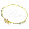 Oro Laminado Individual Bangle, Gold Filled Style Turtle Design, with White Micro Pave and White Crystal, Polished, Golden Finish, 07.193.0032.04 (02 MM Thickness, Size 4 (2.25 Diameter))