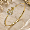 Oro Laminado Individual Bangle, Gold Filled Style Turtle Design, with White Micro Pave and White Crystal, Polished, Golden Finish, 07.193.0032.04 (02 MM Thickness, Size 4 (2.25 Diameter))