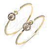 Oro Laminado Individual Bangle, Gold Filled Style Turtle Design, with White Micro Pave and White Crystal, Polished, Golden Finish, 07.193.0032.04 (02 MM Thickness, Size 4 (2.25 Diameter))