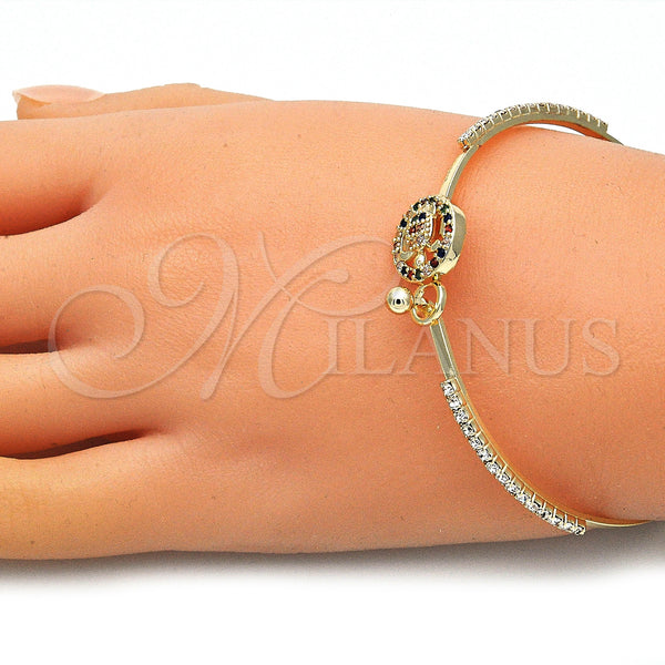 Gold Filled Jewelry — Individual Bangle Turtle Design with Multicolor Micro Pave — alternate product view — SKU 145424 | Oro Laminado joyería — Individual Bangle Turtle diseño with Multicolor Micro Pave — SKU 145424