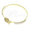 Oro Laminado Individual Bangle, Gold Filled Style Turtle Design, with Multicolor Micro Pave and White Crystal, Polished, Golden Finish, 07.193.0032.1.04 (02 MM Thickness, Size 4 (2.25 Diameter))