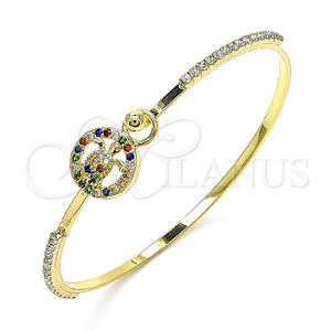 Gold Filled Jewelry — Individual Bangle Turtle Design with Multicolor Micro Pave — main product view — SKU 145424 | Oro Laminado joyería — Individual Bangle Turtle diseño with Multicolor Micro Pave — SKU 145424