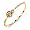Oro Laminado Individual Bangle, Gold Filled Style Turtle Design, with Multicolor Micro Pave and White Crystal, Polished, Golden Finish, 07.193.0032.1.04 (02 MM Thickness, Size 4 (2.25 Diameter))