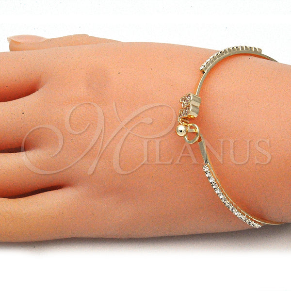 Gold Filled Jewelry — Individual Bangle Elephant Design with White Micro Pave — alternate product view — SKU 145425 | Oro Laminado joyería — Individual Bangle Elephant diseño with blanco Micro Pave — SKU 145425