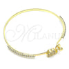 Oro Laminado Individual Bangle, Gold Filled Style Elephant Design, with White Micro Pave and White Crystal, Polished, Golden Finish, 07.193.0033.04 (02 MM Thickness, Size 4 (2.25 Diameter))