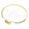 Oro Laminado Individual Bangle, Gold Filled Style Elephant Design, with White Micro Pave and White Crystal, Polished, Golden Finish, 07.193.0033.04 (02 MM Thickness, Size 4 (2.25 Diameter))