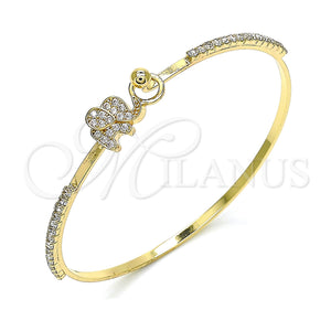 Gold Filled Jewelry — Individual Bangle Elephant Design with White Micro Pave — main product view — SKU 145425 | Oro Laminado joyería — Individual Bangle Elephant diseño with blanco Micro Pave — SKU 145425