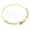 Oro Laminado Individual Bangle, Gold Filled Style Elephant Design, with Multicolor Micro Pave and White Crystal, Polished, Golden Finish, 07.193.0033.1.04 (02 MM Thickness, Size 4 (2.25 Diameter))