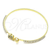 Oro Laminado Individual Bangle, Gold Filled Style Elephant Design, with Multicolor Micro Pave and White Crystal, Polished, Golden Finish, 07.193.0033.1.04 (02 MM Thickness, Size 4 (2.25 Diameter))