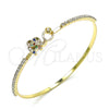 Oro Laminado Individual Bangle, Gold Filled Style Elephant Design, with Multicolor Micro Pave and White Crystal, Polished, Golden Finish, 07.193.0033.1.04 (02 MM Thickness, Size 4 (2.25 Diameter))