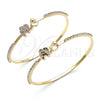 Oro Laminado Individual Bangle, Gold Filled Style Elephant Design, with Multicolor Micro Pave and White Crystal, Polished, Golden Finish, 07.193.0033.1.04 (02 MM Thickness, Size 4 (2.25 Diameter))