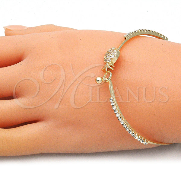 Gold Filled Jewelry — Individual Bangle Pineapple Design with White Micro Pave — alternate product view — SKU 145427 | Oro Laminado joyería — Individual Bangle Pineapple diseño with blanco Micro Pave — SKU 145427