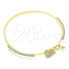 Oro Laminado Individual Bangle, Gold Filled Style Pineapple Design, with White Micro Pave and White Crystal, Polished, Golden Finish, 07.193.0034.04 (02 MM Thickness, Size 4 (2.25 Diameter))