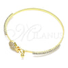 Oro Laminado Individual Bangle, Gold Filled Style Pineapple Design, with White Micro Pave and White Crystal, Polished, Golden Finish, 07.193.0034.04 (02 MM Thickness, Size 4 (2.25 Diameter))