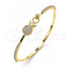 Oro Laminado Individual Bangle, Gold Filled Style Pineapple Design, with White Micro Pave and White Crystal, Polished, Golden Finish, 07.193.0034.04 (02 MM Thickness, Size 4 (2.25 Diameter))