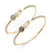 Oro Laminado Individual Bangle, Gold Filled Style Pineapple Design, with White Micro Pave and White Crystal, Polished, Golden Finish, 07.193.0034.04 (02 MM Thickness, Size 4 (2.25 Diameter))