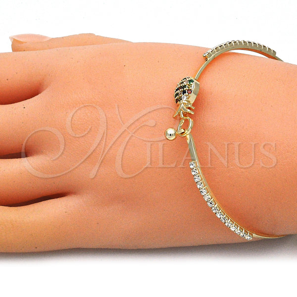 Gold Filled Jewelry — Individual Bangle Pineapple Design with Multicolor Micro Pave — alternate product view — SKU 145428 | Oro Laminado joyería — Individual Bangle Pineapple diseño with Multicolor Micro Pave — SKU 145428